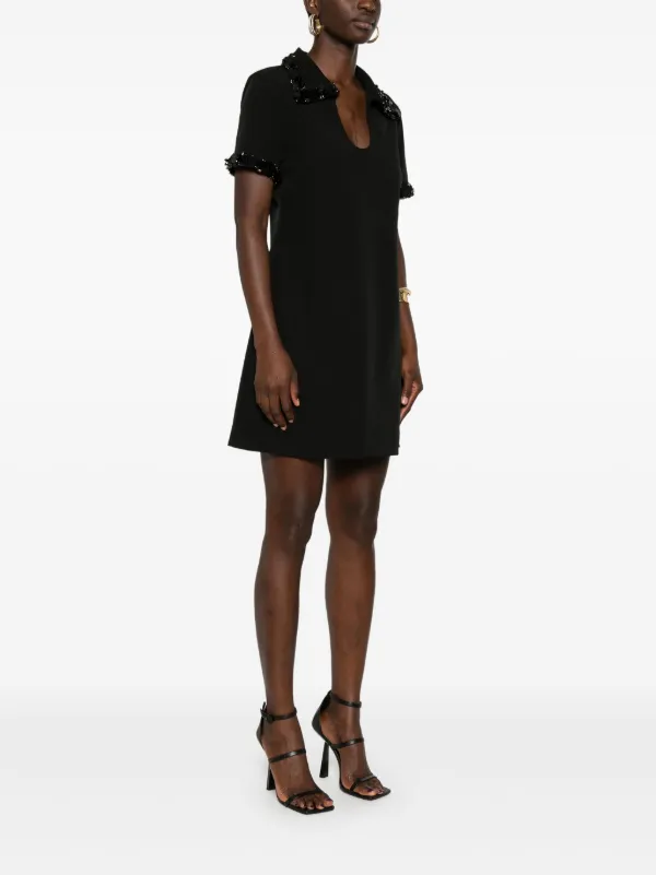 P.a.r.o.s.h Embroidered Mini Dress - Black P.a.r.o.s.h Embroidered Mini Dress - Black