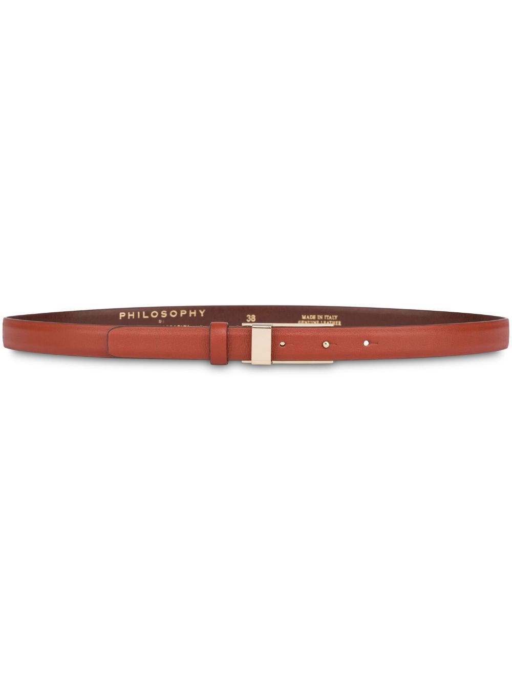 polished-buckle leather belt