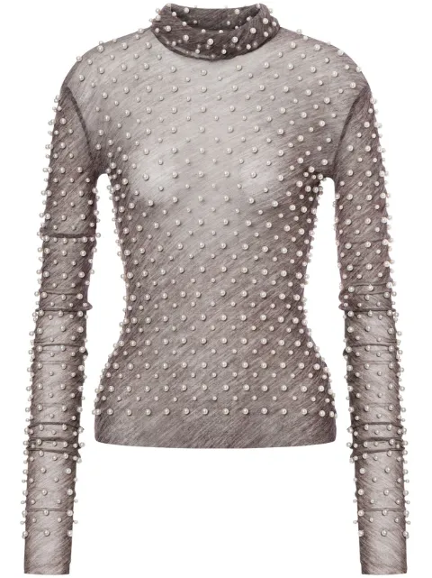 Philosophy Di Lorenzo Serafini semi-sheer pearl-embellished top