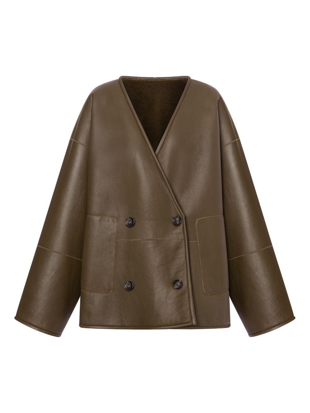 Shop Philosophy Di Lorenzo Serafini Double-breasted Shearling Coat In 褐色