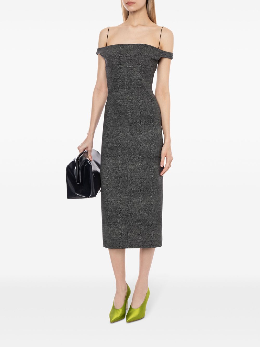 Shop Philosophy Di Lorenzo Serafini Off-shoulder Midi Dress In Grey