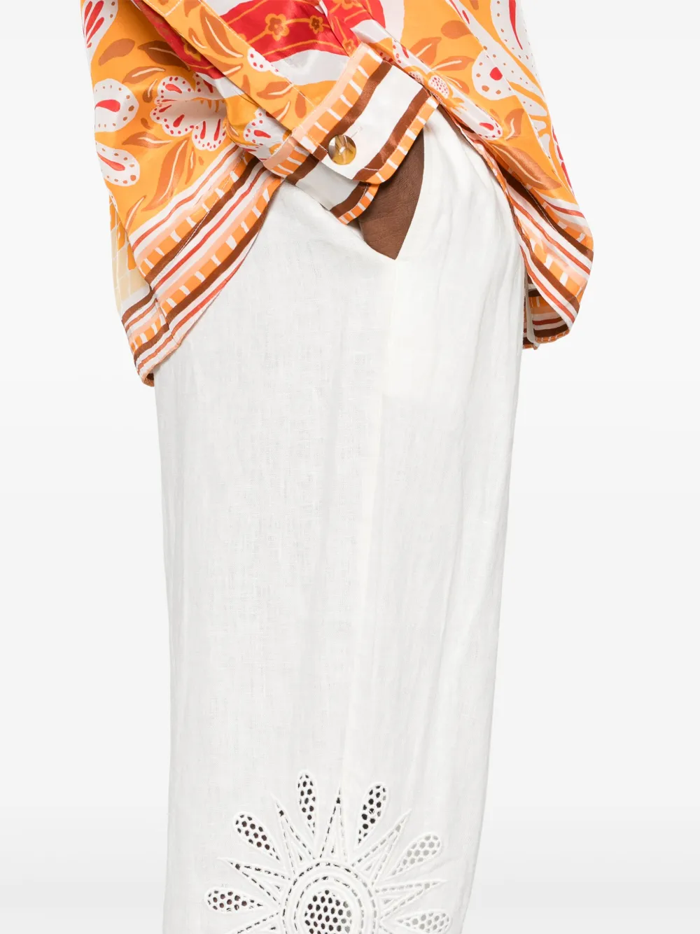 FARM Rio Maxi Sunset Richeleu linnen broek Wit