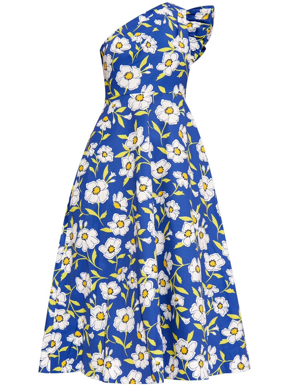 Shop Kate Spade Floral-print Midi Dress In 蓝色