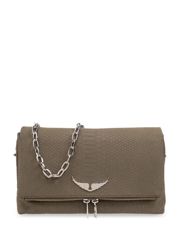 Zadig Voltaire Snakeskin Leather Shoulder Bag Grey FARFETCH BH