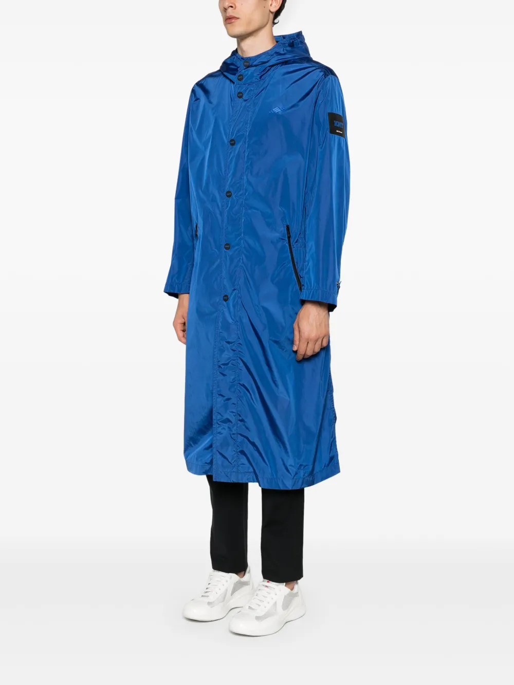 hooded long raincoat
