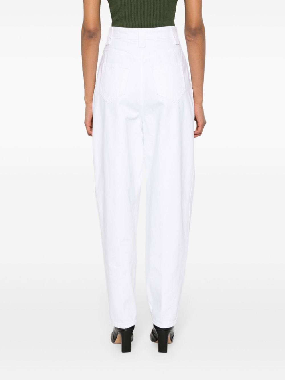 Shop Khaite The Ashford High-rise Tapered Jeans In White