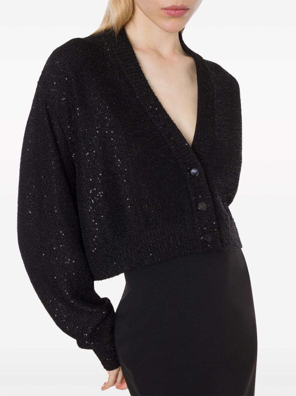 Shop Philosophy Di Lorenzo Serafini V-neck Sequinned Cardigan In Black