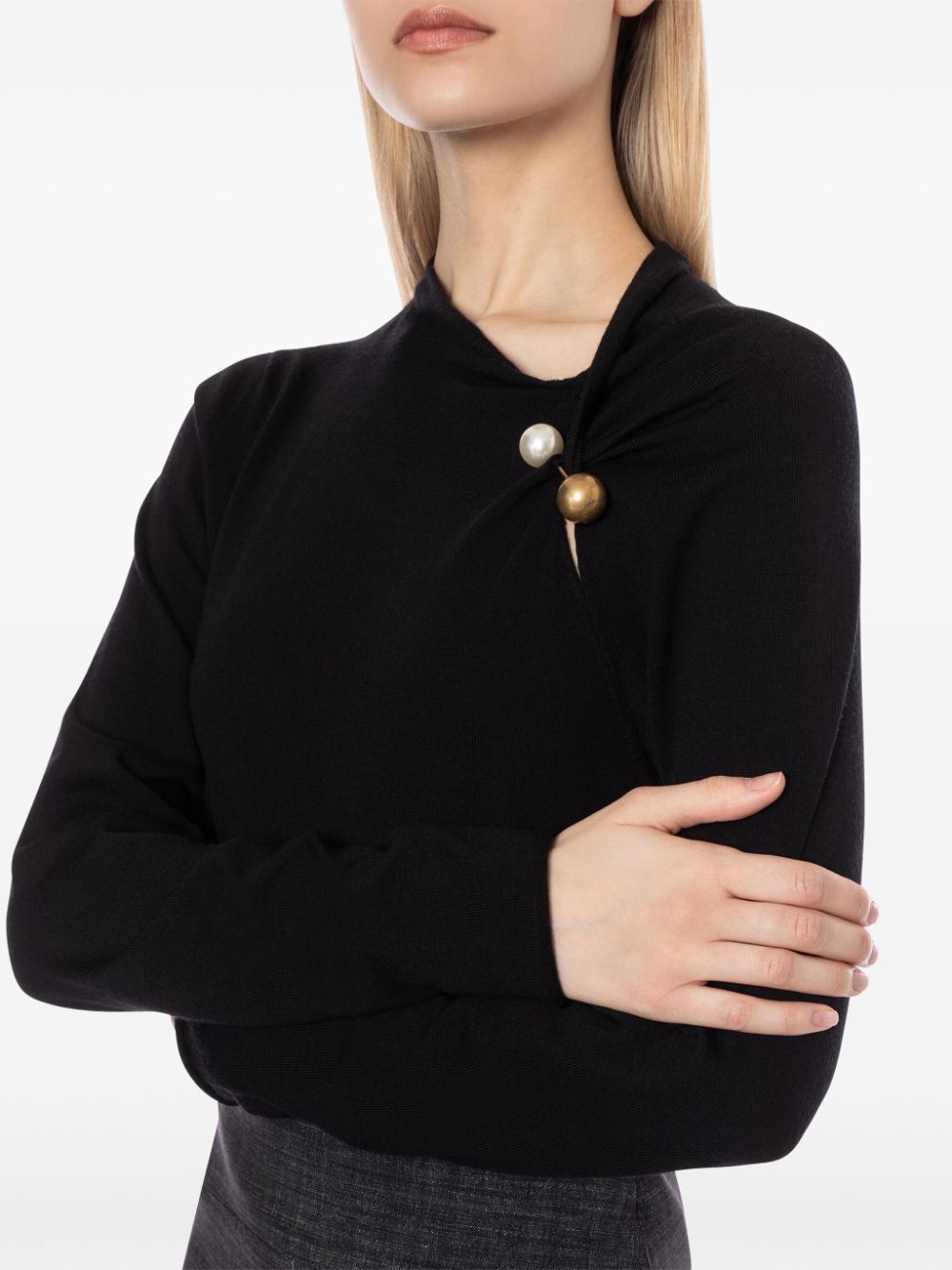 Shop Philosophy Di Lorenzo Serafini Pin-detail Virgin Wool Jumper In Black