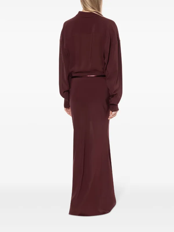 Philosophy Di Lorenzo Serafini Belted long-sleeve Dress | Red | FARFETCH