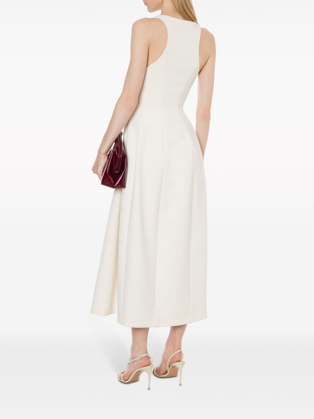 Shop Philosophy Di Lorenzo Serafini Square-neck Full-skirt Dress In White