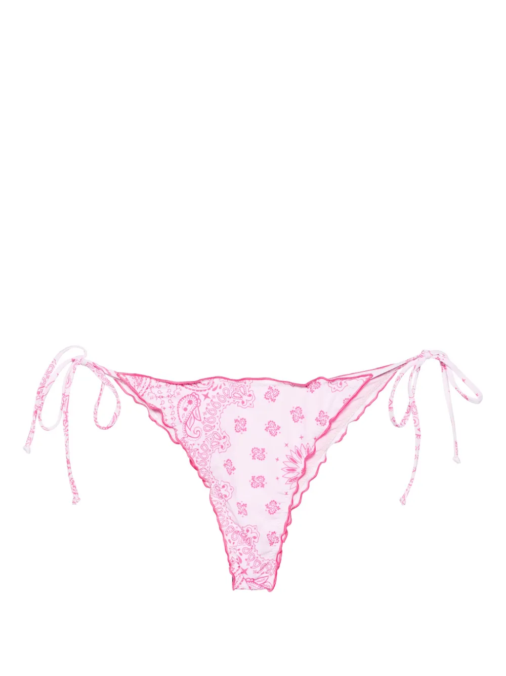 Mc2 Saint Barth Bandana-print Ruched Bikini Bottoms In Pink