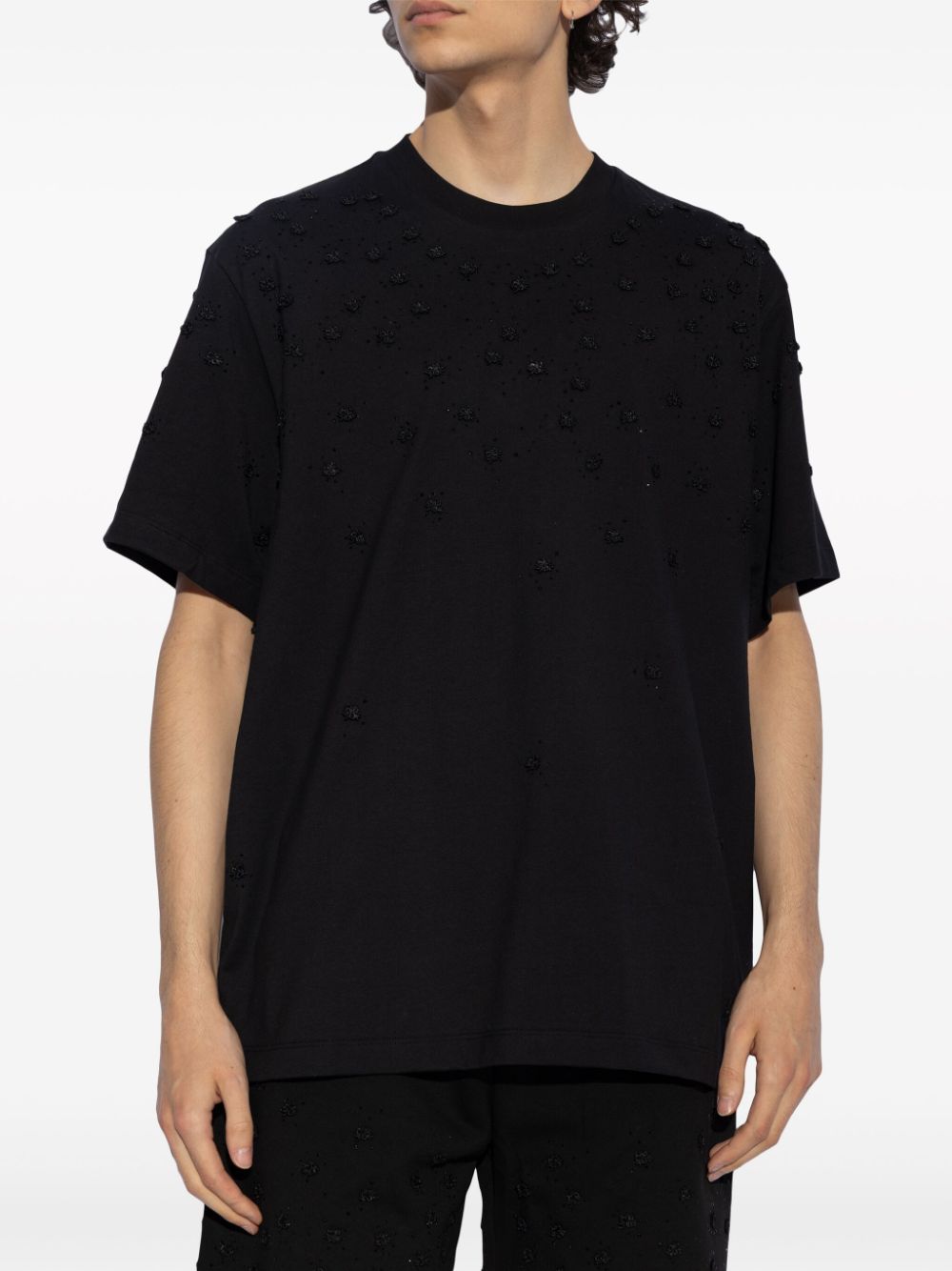 Shop Amiri Textured Cotton T-shirt In Black
