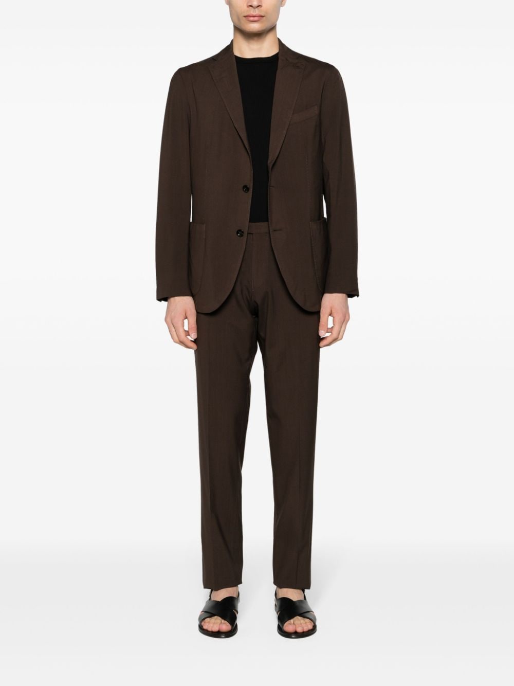 Shop Boglioli Single-breasted Virgin Wool Suit In Brown