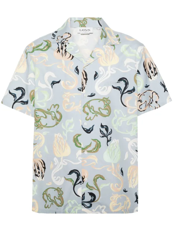Lanvin Abstract-print Cotton Shirt in Blue