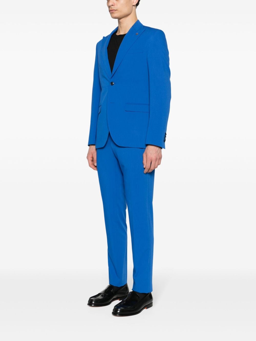 Manuel Ritz brooch-detail single-breasted suit Blauw