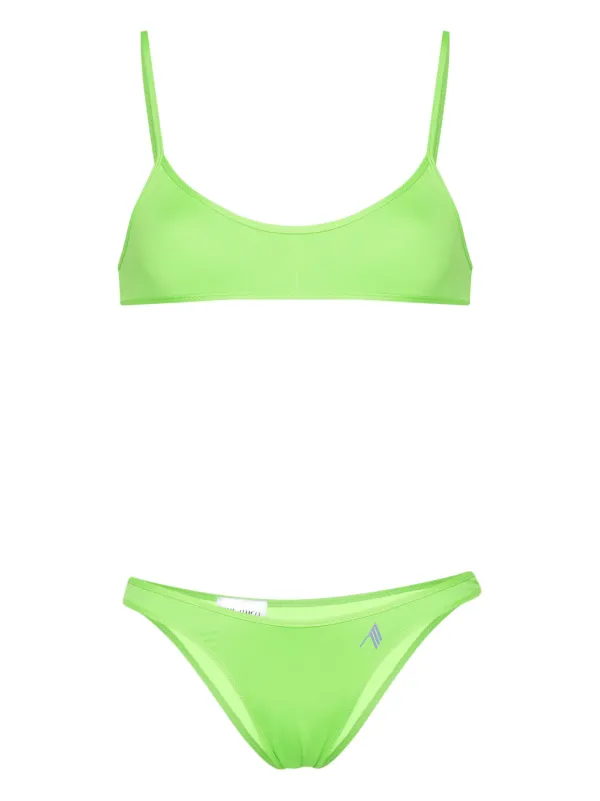 The Attico rubberised-logo Bikini | Green | FARFETCH PH
