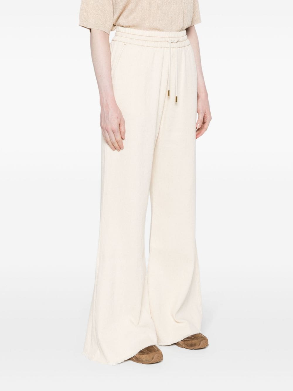 Shop Jacob Cohen Drawstring-waist Flared Twill Trousers In Neutrals
