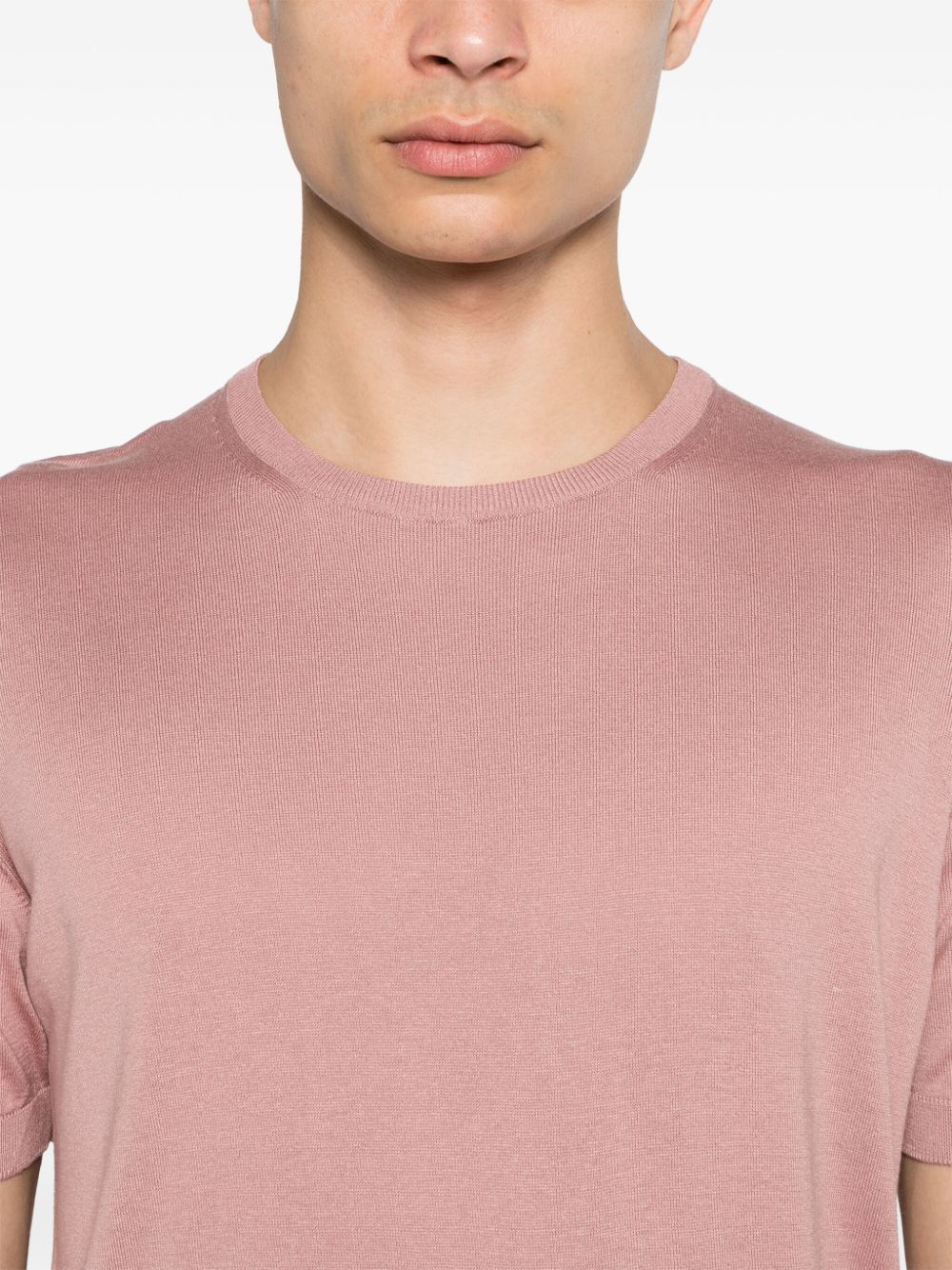 Shop Tagliatore Short-sleeve Silk Jumper In Pink