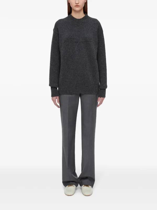 Ferragamo Virgin Wool Crew Neck Sweater | Grey | FARFETCH AE