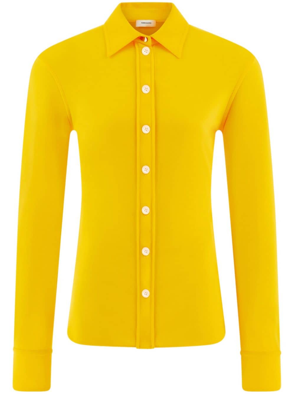 Ferragamo Long-sleeve Jersey Shirt In Yellow