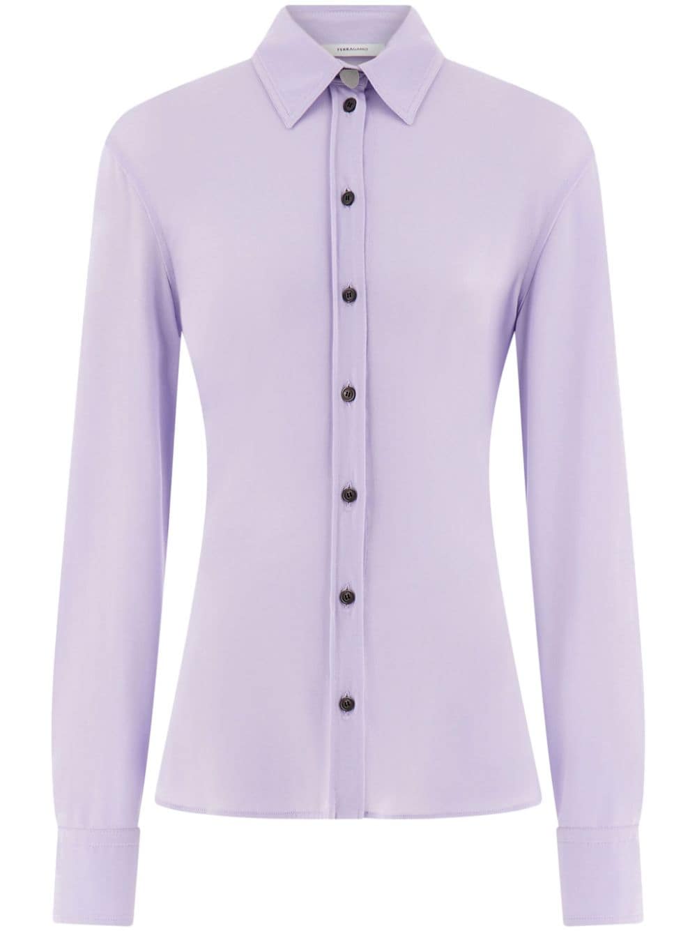Ferragamo Long-sleeve Jersey Shirt In Purple
