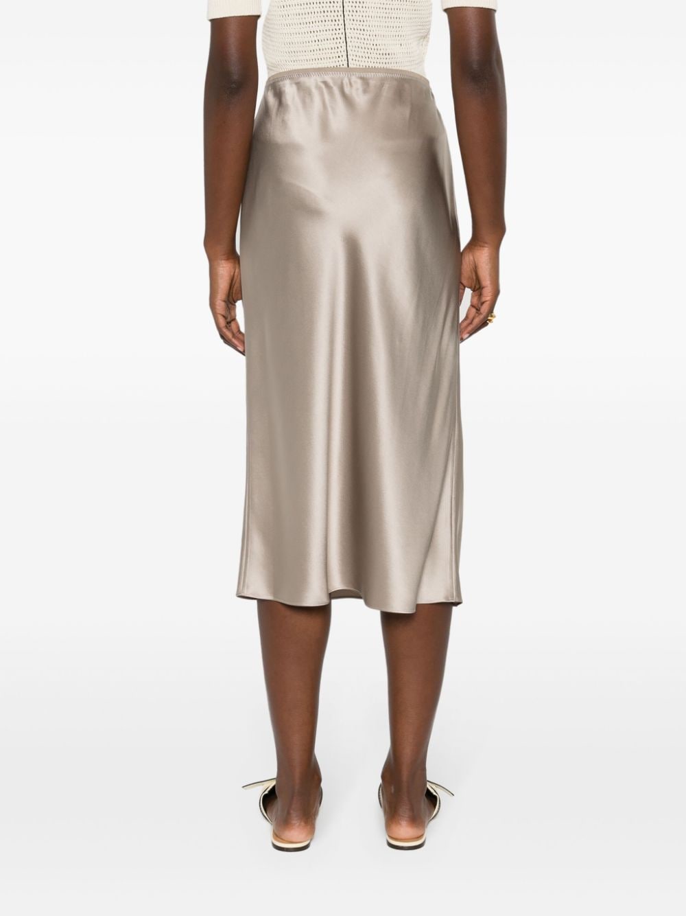 Shop Joseph Isaak Satin Silk Midi Skirt In Neutrals