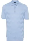 Kiton chevron-detail fine ribbed polo shirt - Blue