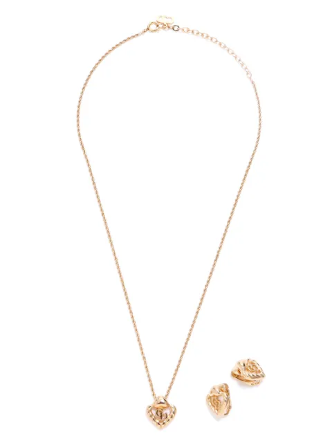 Christian Dior Pre-Owned 1990s CD heart necklace earrings set