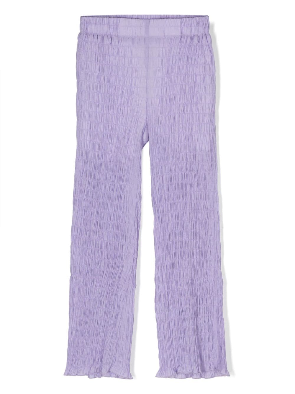 La Stupenderia Kids' Shirring Flared Trousers In Purple