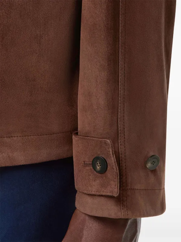 レザージャケット・コート SALVATORE FERRAGAMO BROWN SUEDE OVERCOAT Ferragamo Saharan Suede Jacket | Brown | FARFETCH