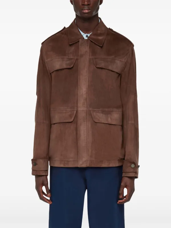 Ferragamo Saharan Suede Jacket | Brown | FARFETCH IN