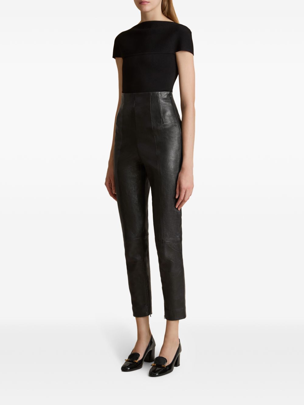 KHAITE leather tapered trousers - Black