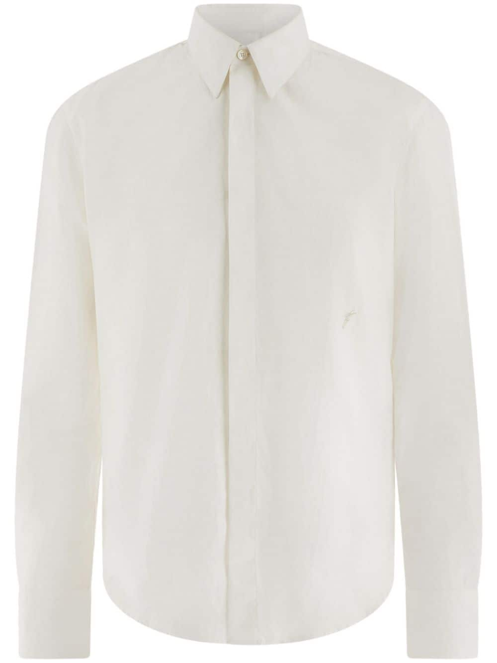 Ferragamo Monogramed Cotton Shirt In White