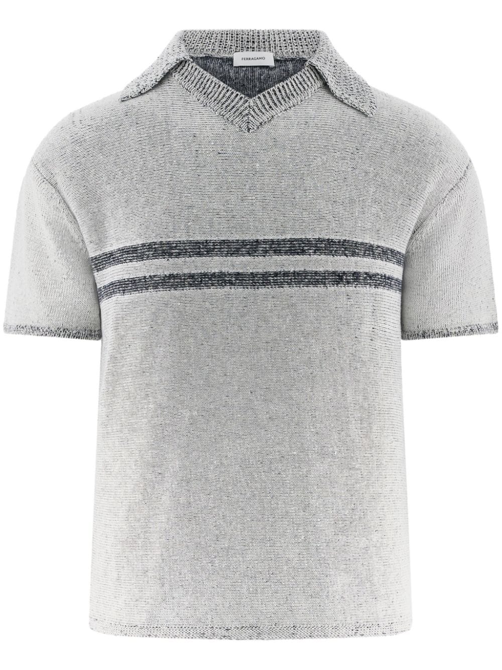 Ferragamo Short Sleeved Linen T-shirt In Gray