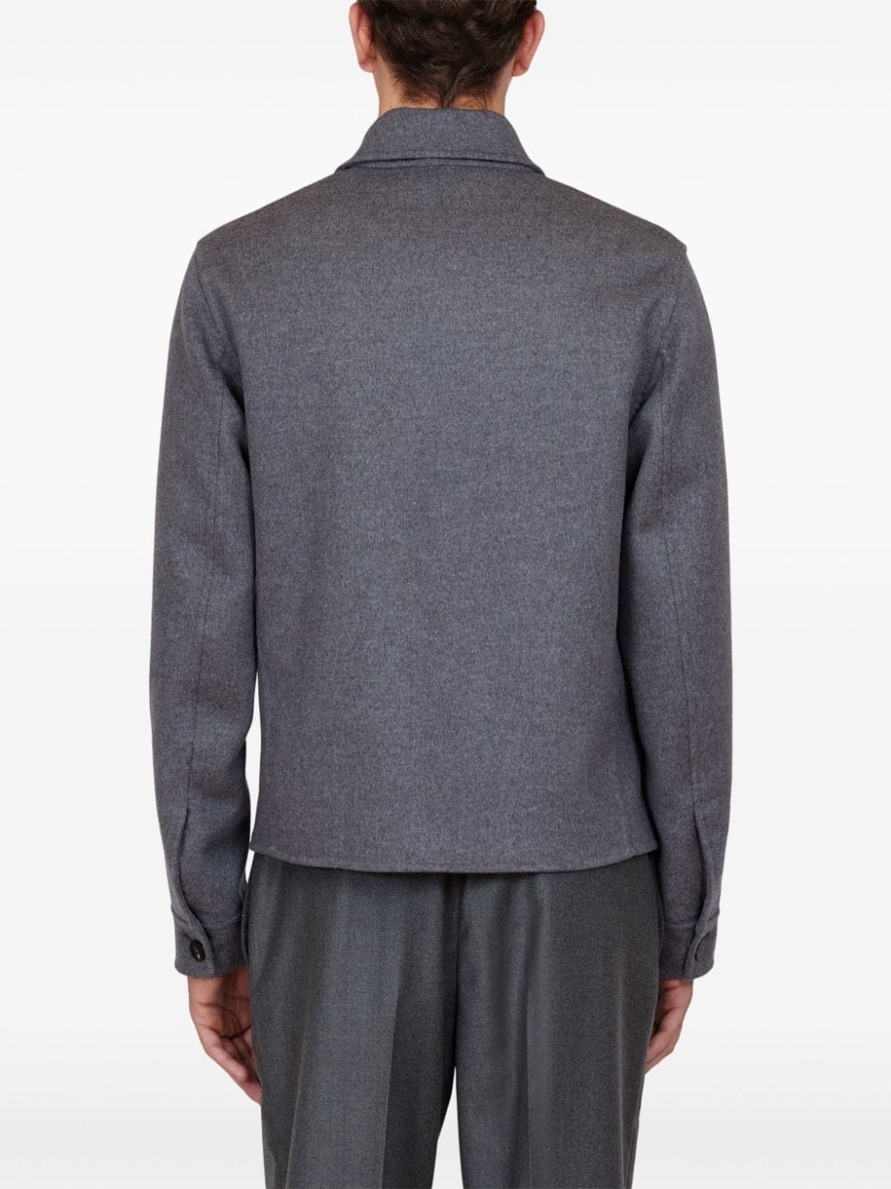 Shop Ferragamo Long-sleeve Shirt Jacket In Grey