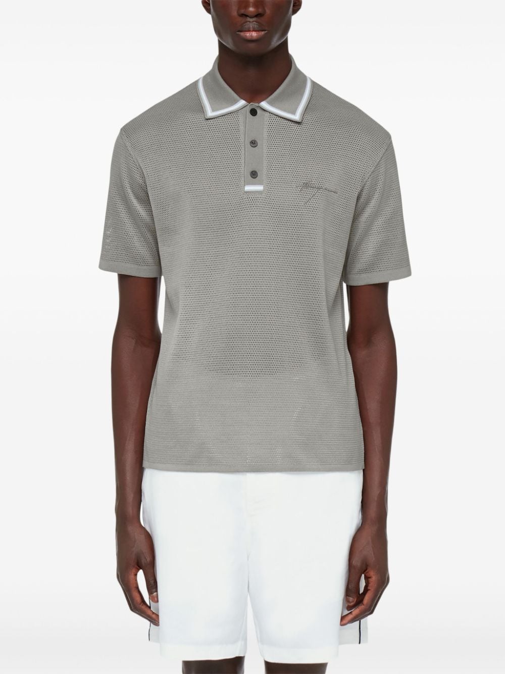 Shop Ferragamo Logo-embroidered Polo Shirt In Grey