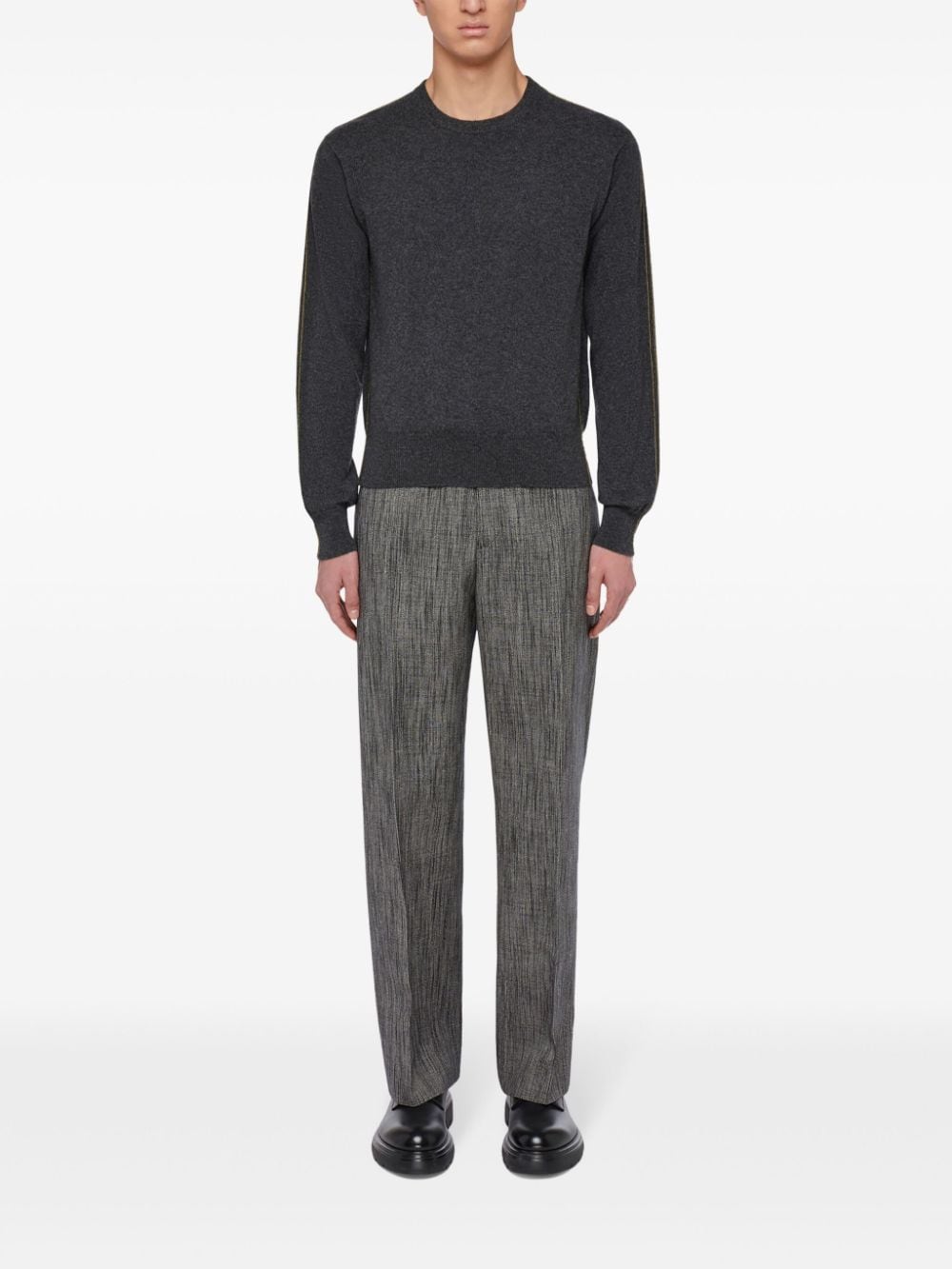 Shop Ferragamo Charcoal Cashmere Crew Neck Sweater In Grey