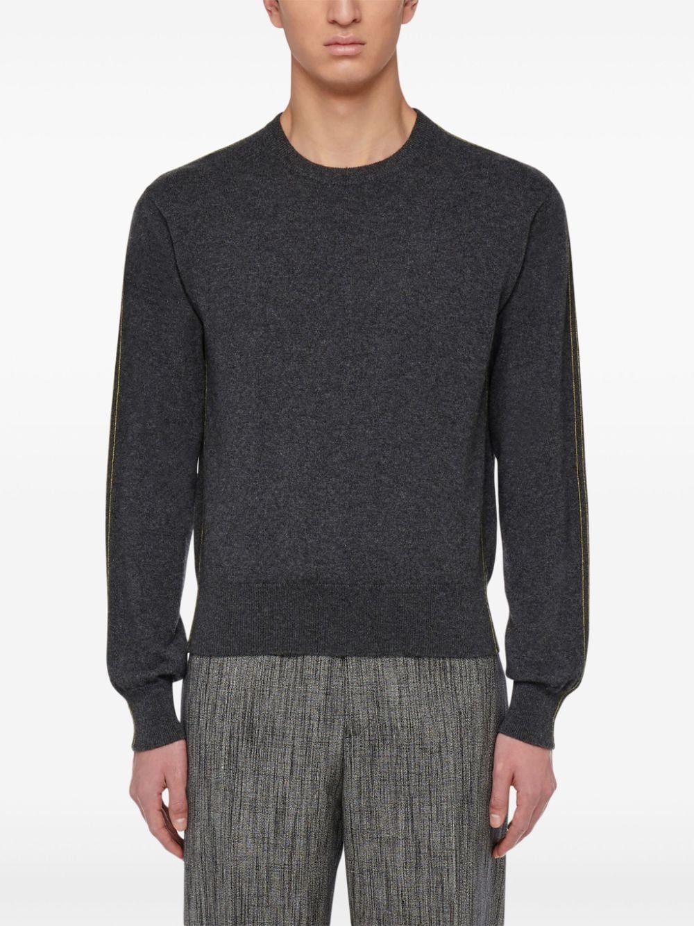 Shop Ferragamo Charcoal Cashmere Crew Neck Sweater In Grey