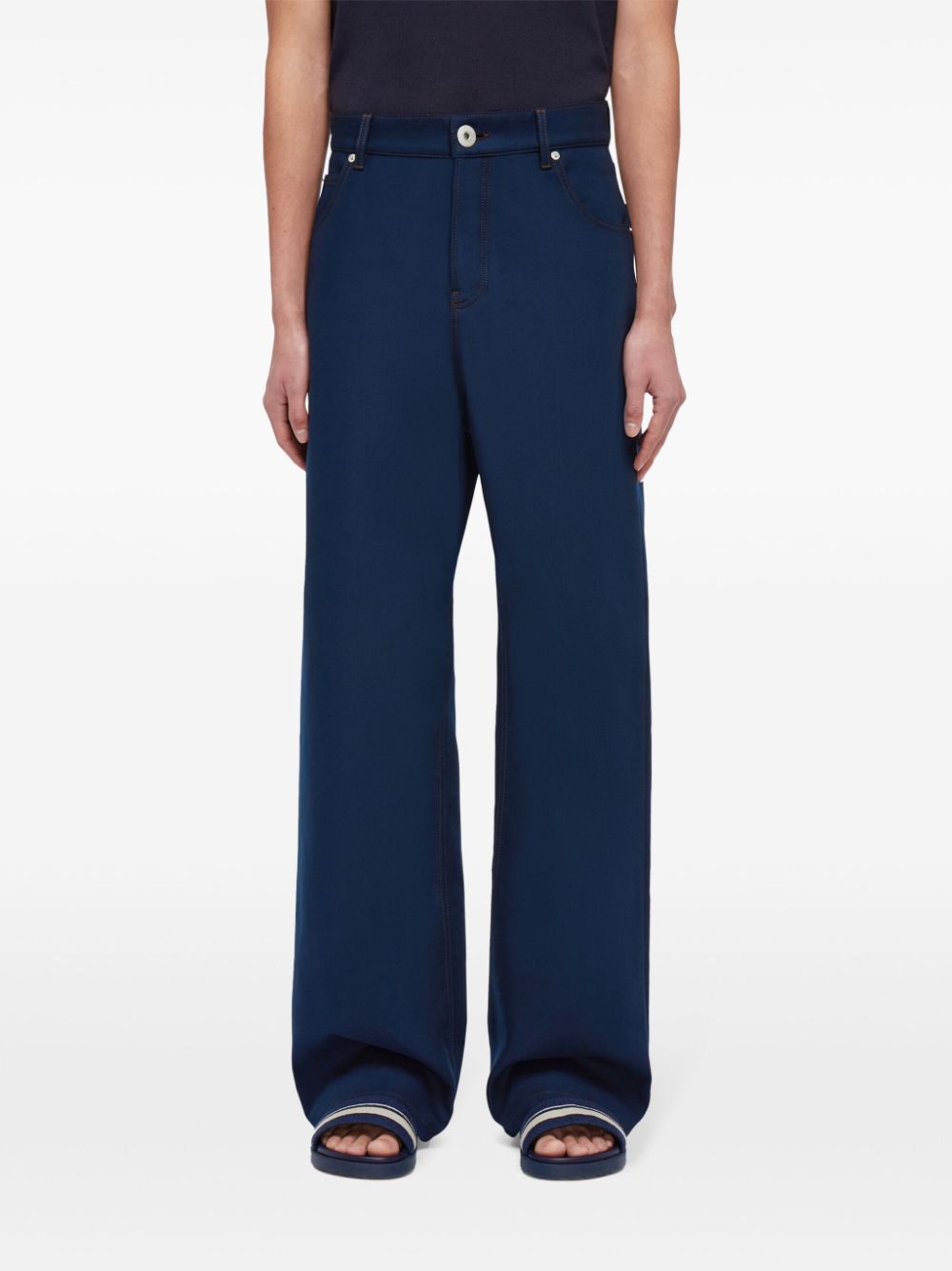 Shop Ferragamo Navy Jeans With Contrasting Stitching In Blue