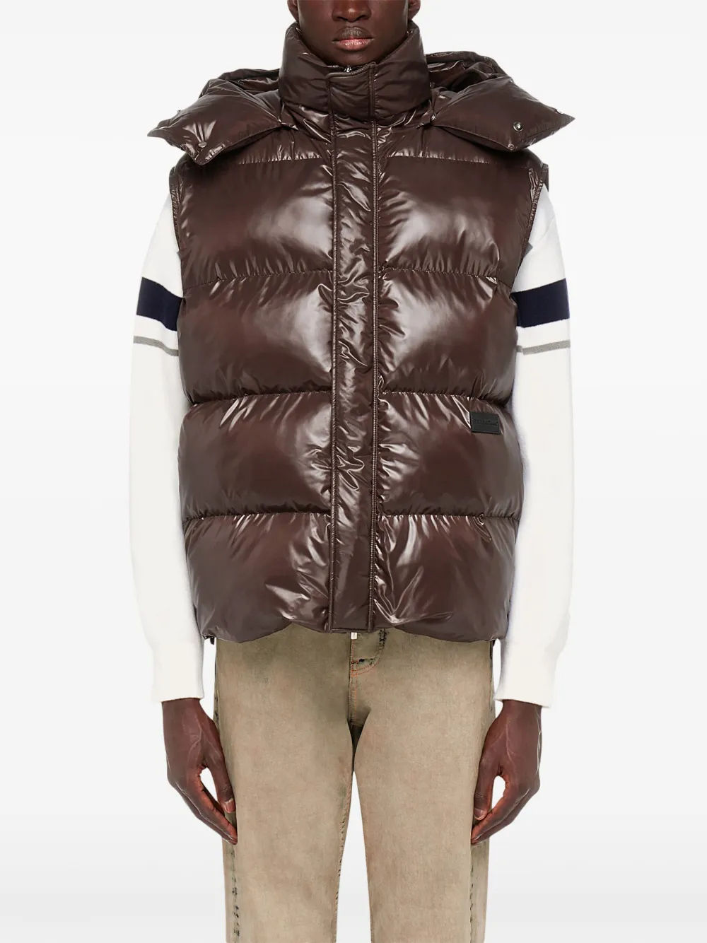 Ferragamo Bodywarmer met capuchon Bruin