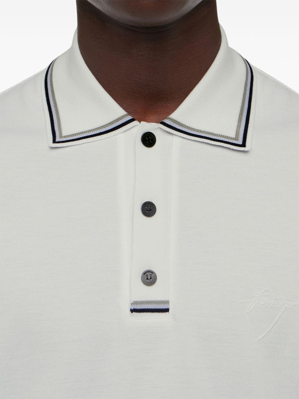 Shop Ferragamo Short-sleeve Polo Shirt In White