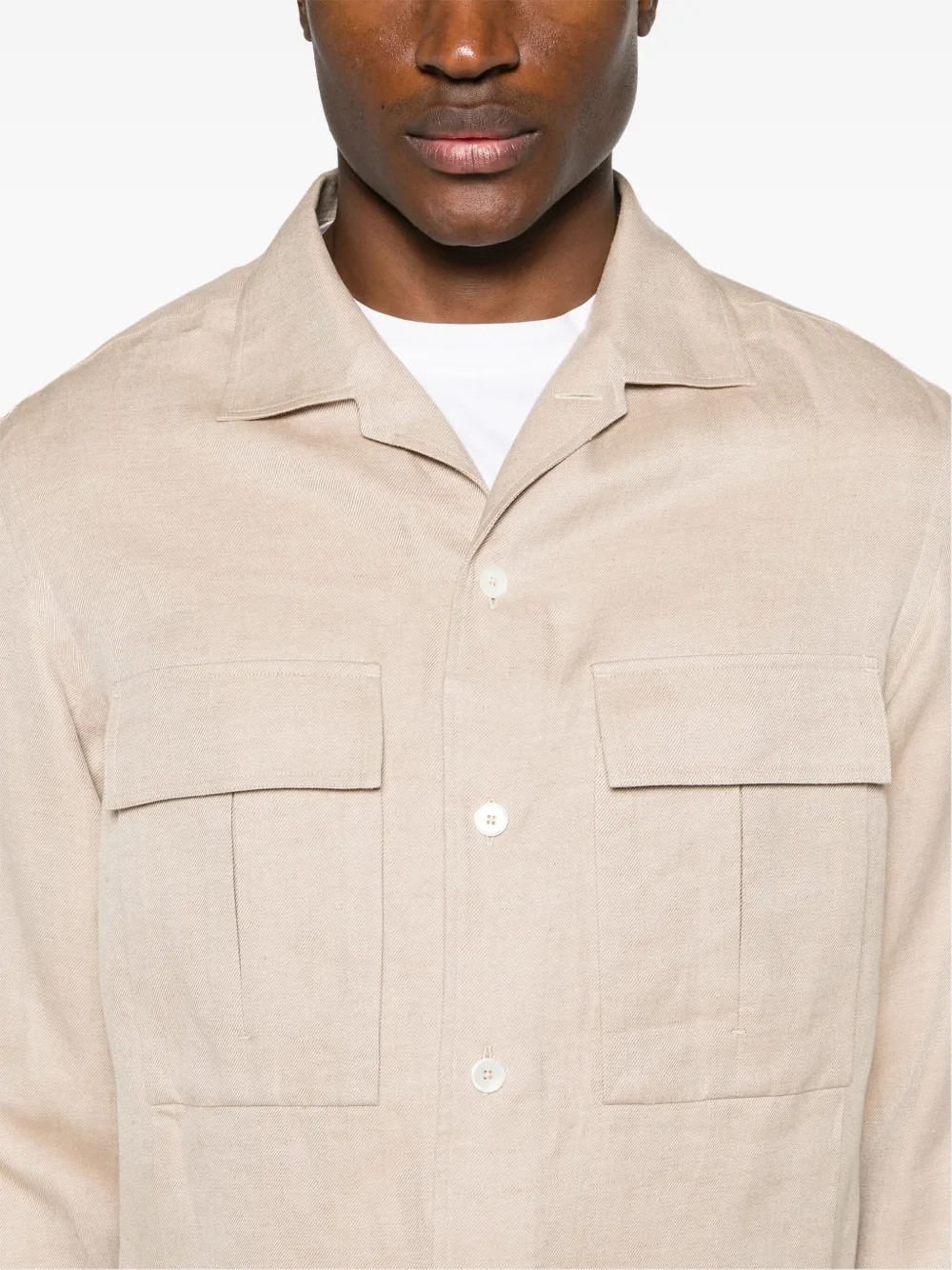 Shop Zegna Oasi Linen Overshirt In Neutrals