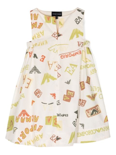 Emporio Armani Kids log-print A-line dress
