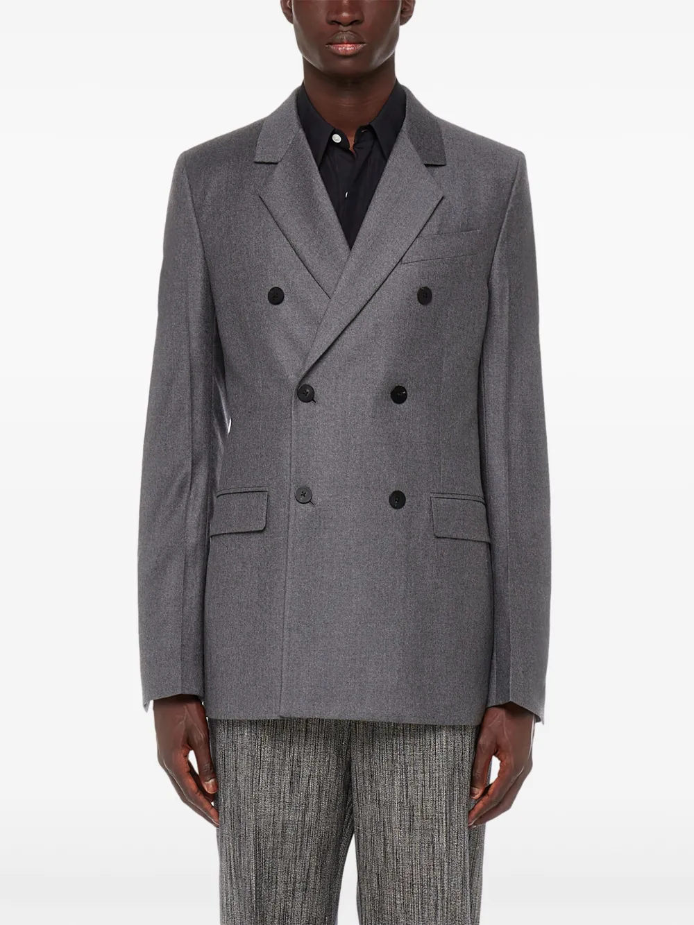  Ferragamo Double-breasted Wool Blazer - Grey 