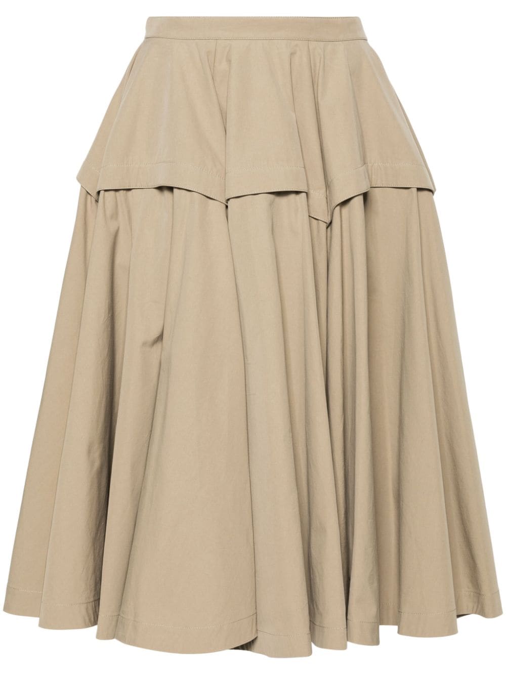 Shop Bottega Veneta Pleated Midi Skirt In Neutrals