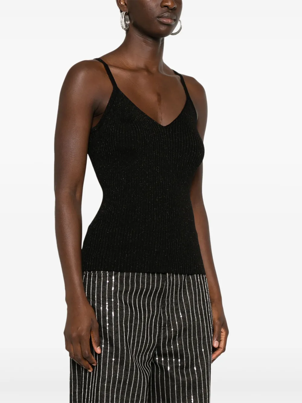 P.a.r.o.s.h Ribbed-knit Top In Black