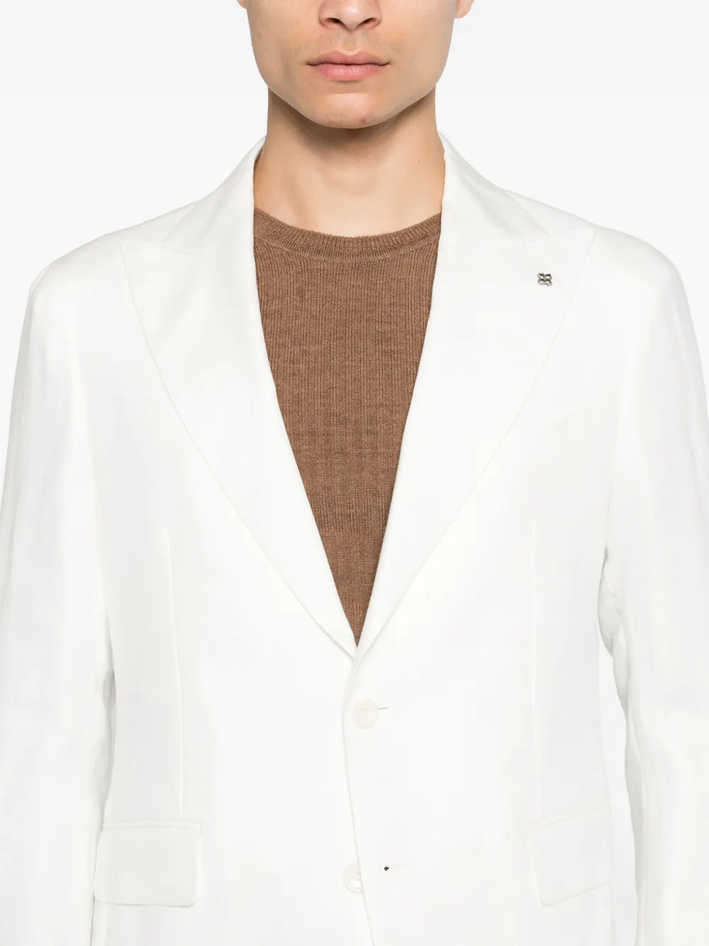 Shop Tagliatore Single-breasted Linen Suit In White