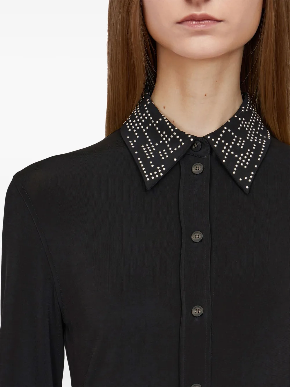 Ferragamo Jersey blouse met studs Zwart