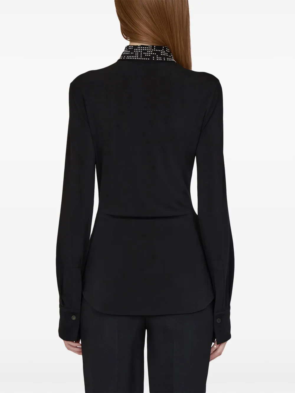 Ferragamo Jersey blouse met studs Zwart