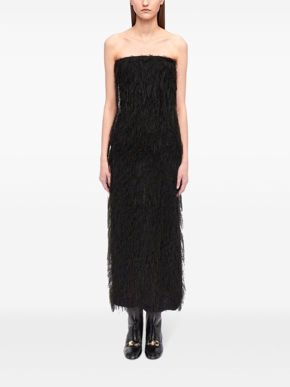 Shop Ferragamo Fringes Maxi Dress In Black